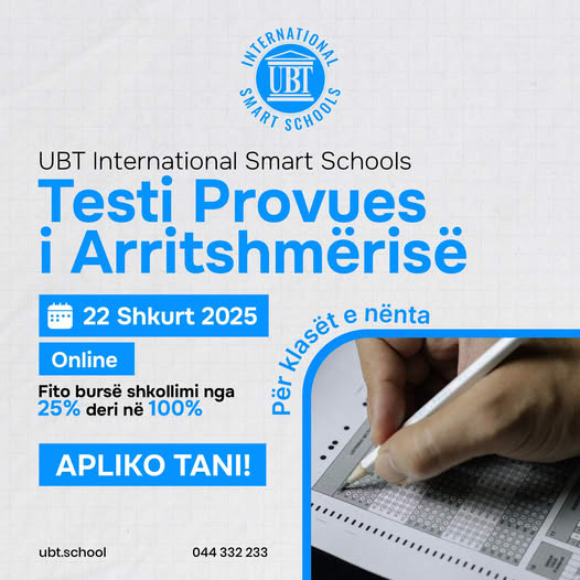 UBT International Smart Schools organizojnë Testin Provues të Arritshmërisë