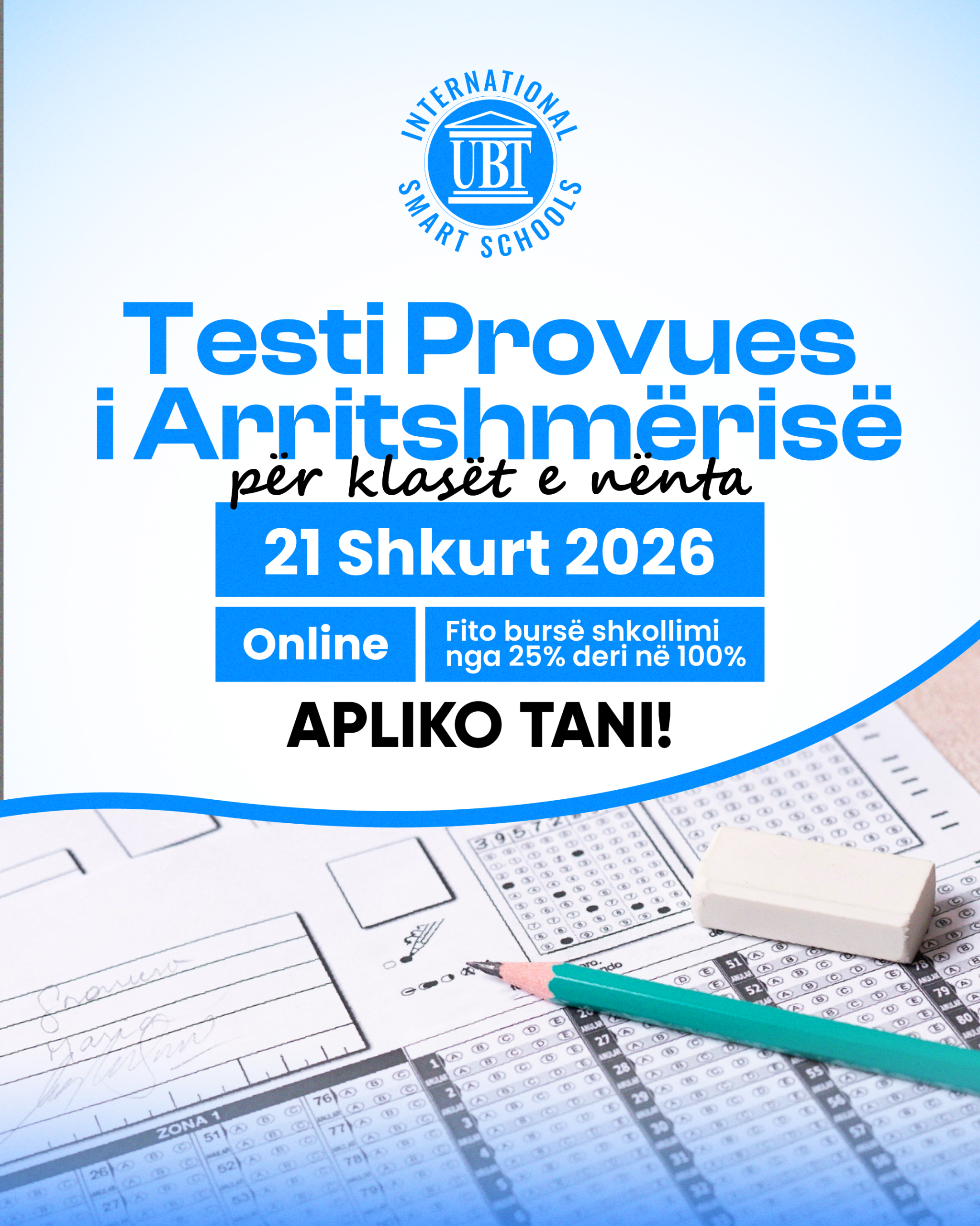 Edhe pak ditë kanë mbetur për aplikim: UBT International Smart Schools organizon edicionin e dytë të Testit Provues të Arritshmërisë
